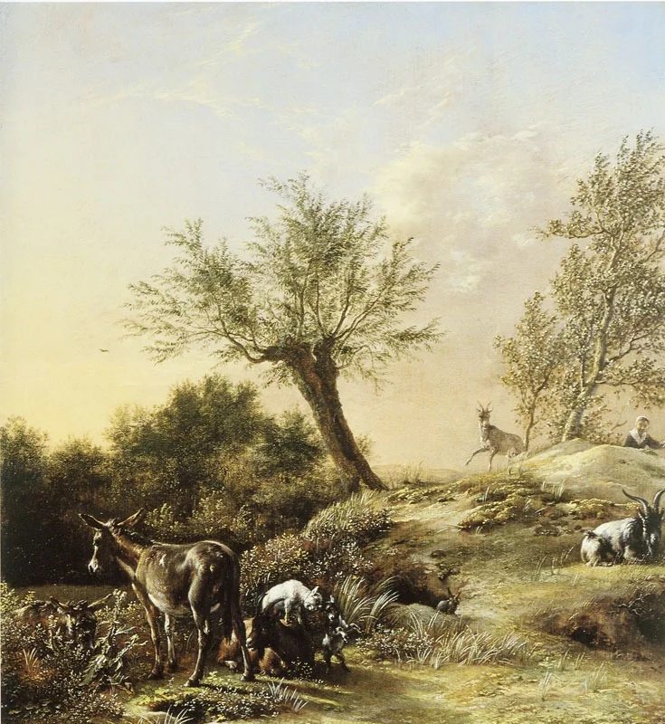 The Rabbit Warren (“Spring Landscape with Donkeys and Goats”), detail