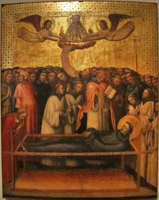 Interment of Saint Francis, by Pseudo Jacopino di Francesco, unspecified, 1350