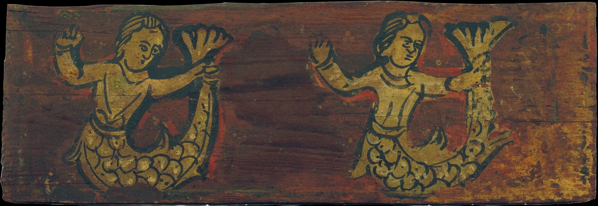 Small coffered ceiling panel with mermaids, detail