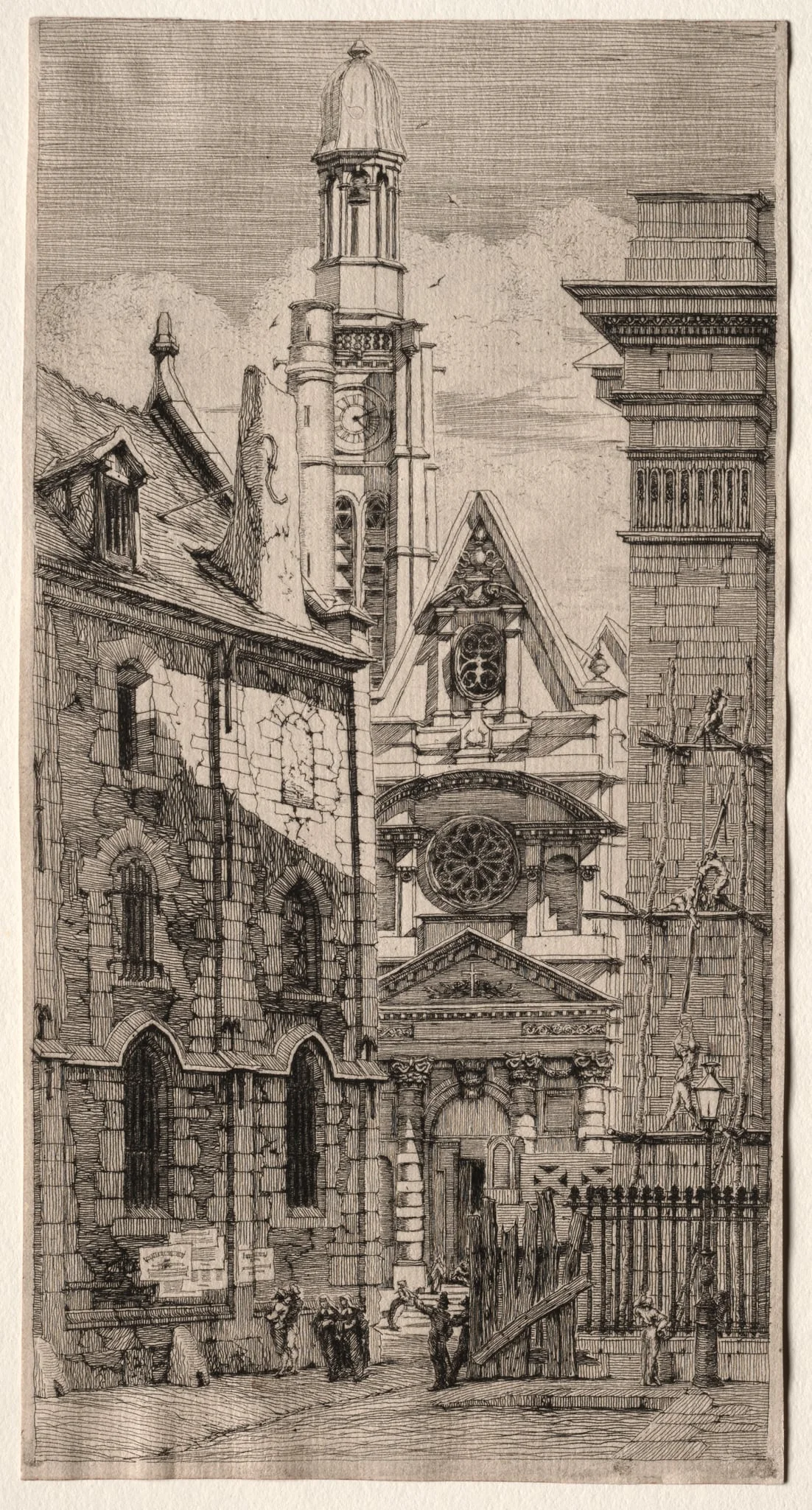 Etchings of Paris: Church of St. Stephen of the Mount, detail