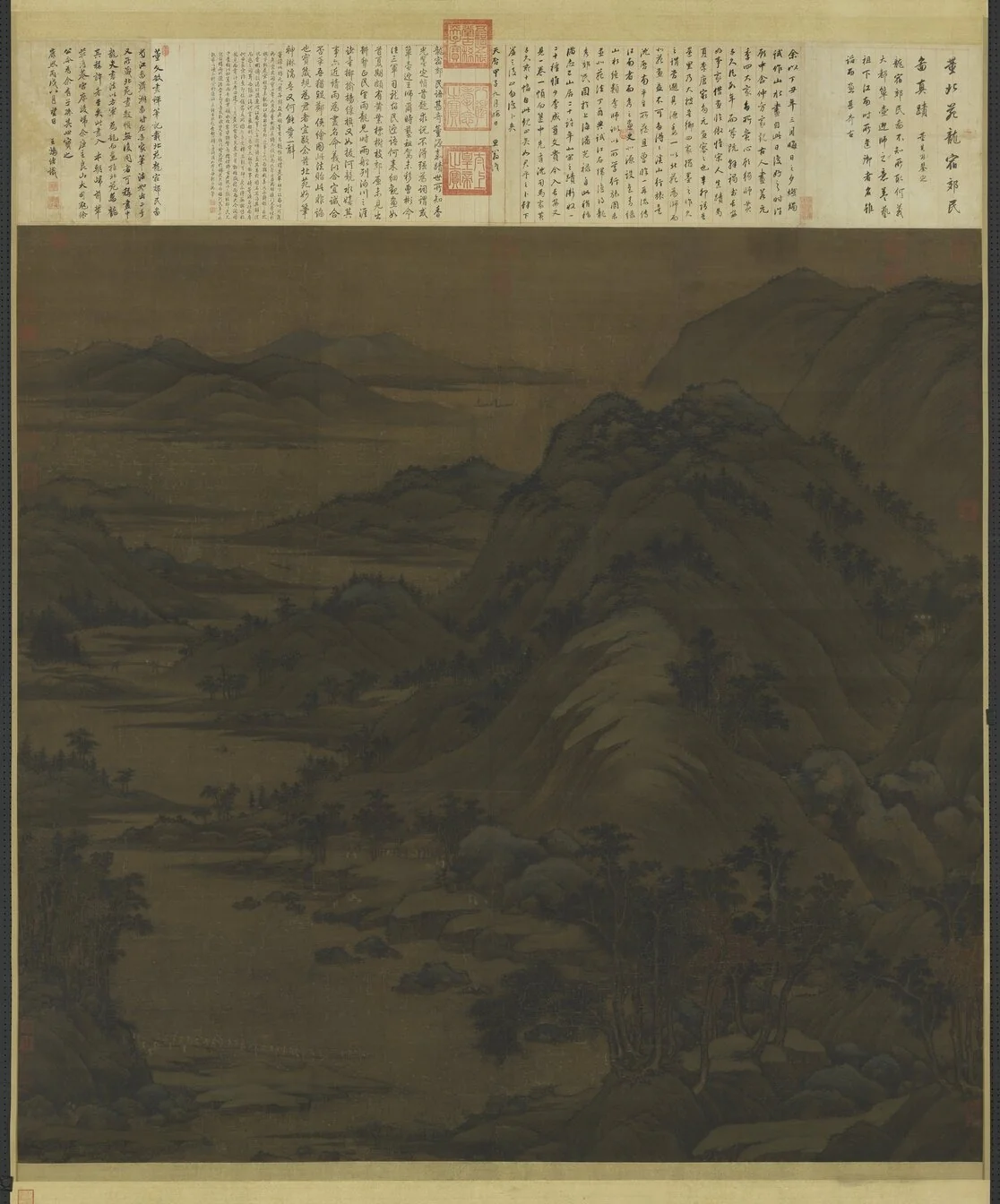 五代南唐董源龍宿郊民圖 軸, detail