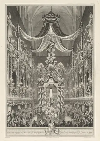 Pompe funèbre de Catherine Opalinska, by Charles-Nicolas Cochin II, ink, 1746