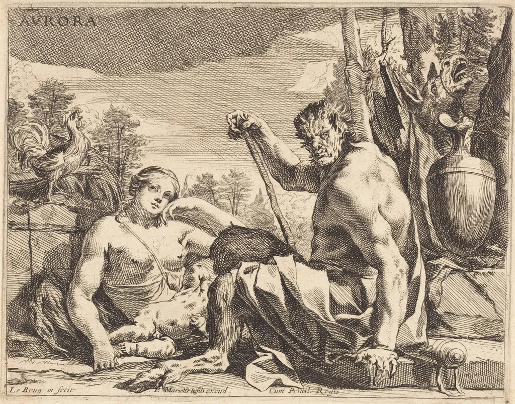 Aurora (Dawn), by Charles Le Brun, ink, 1640