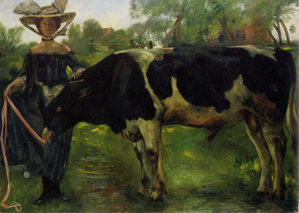 Mädchen mit Stier, by Lovis Corinth, oil, 1902