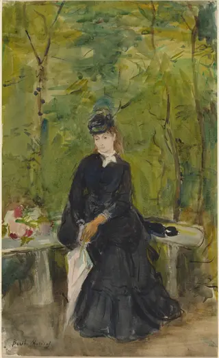 The Artist's Sister Edma Seated in a Park, by Berthe Morisot, watercolor, 1864