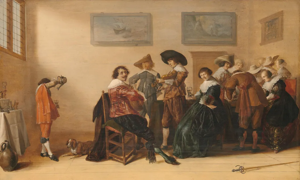 Merry company in a room, by Anthonie Palamedesz, oil, 1633