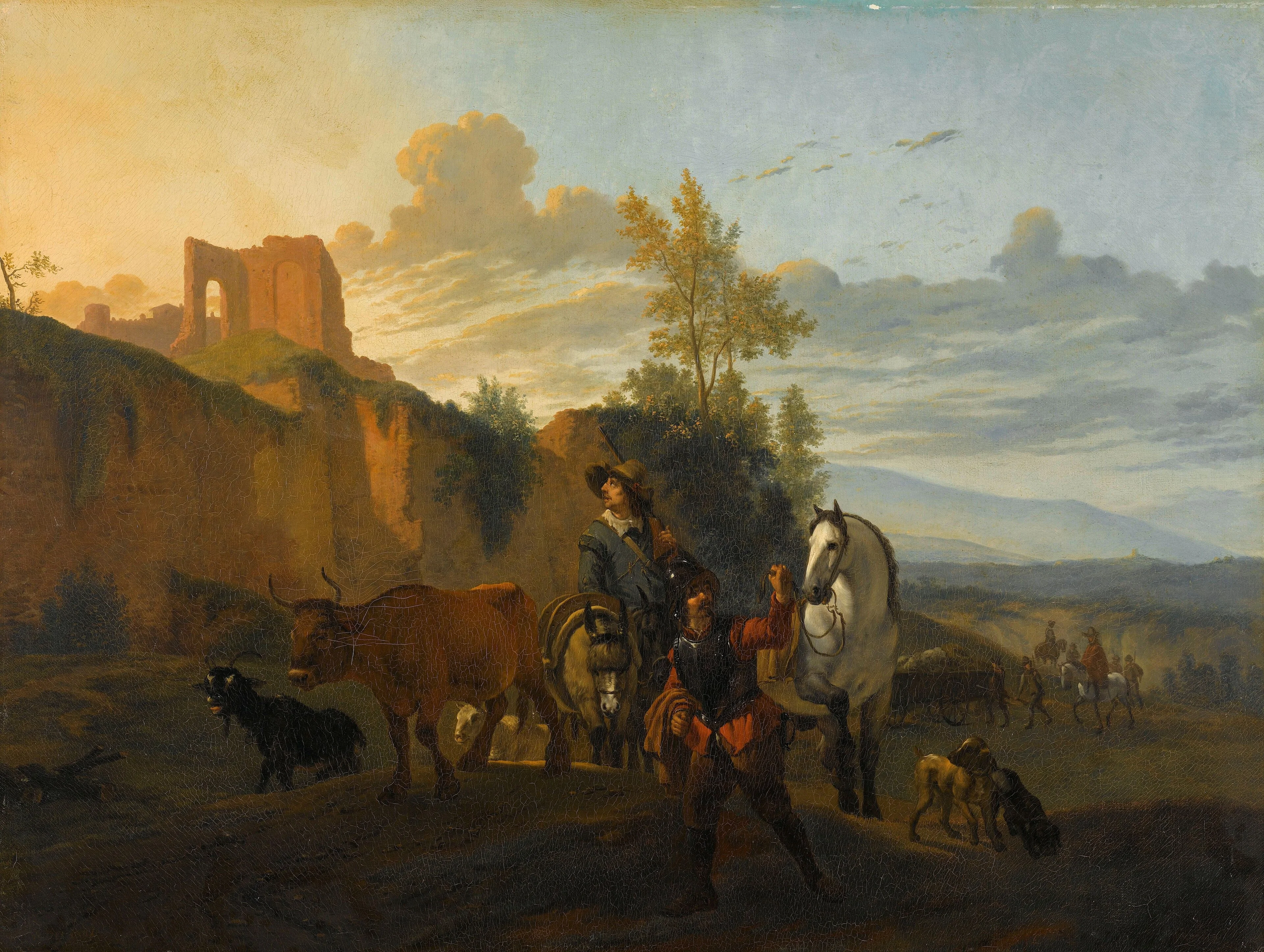 Italian landscape with soldiers, detail