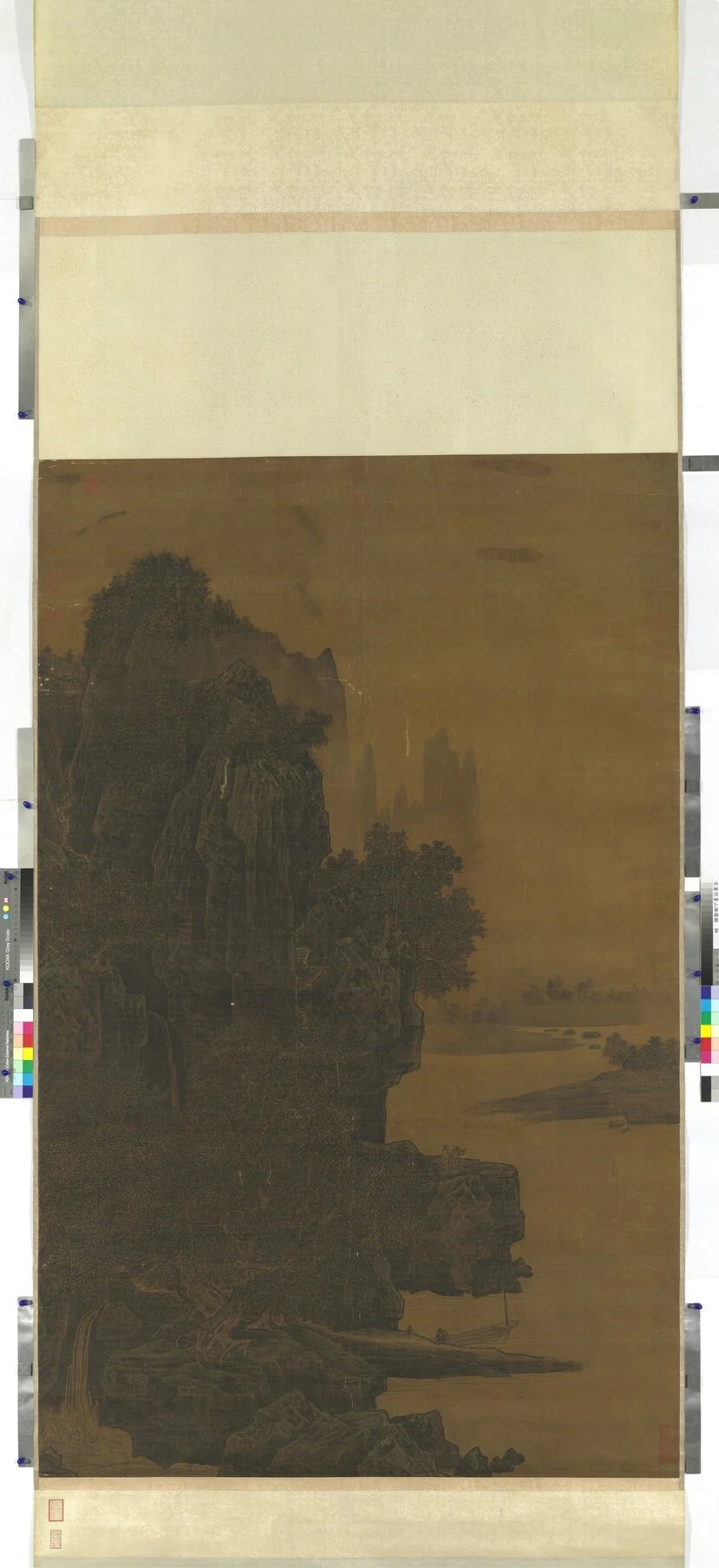 宋蕭照畫山腰樓觀軸, detail