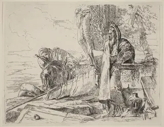Standing Philosopher and Two Other Figures, by Giovanni Battista Tiepolo, ink