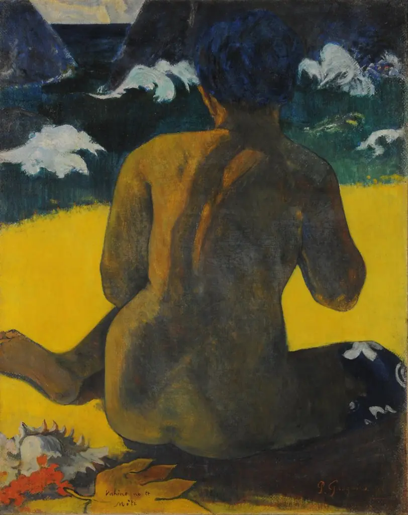 Woman at the beach, by Paul Gauguin, oil, 1896