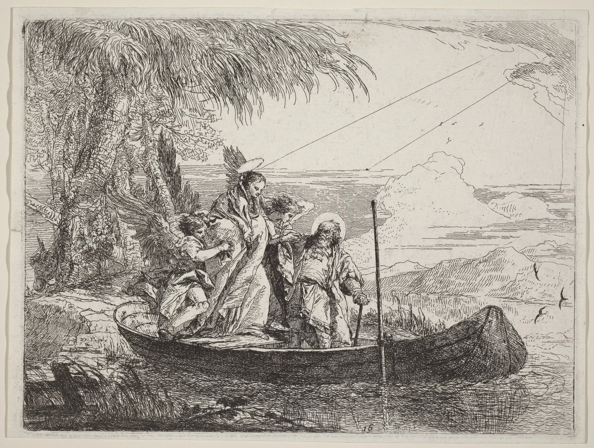 The Madonna, Child, and Angels Entering the Boat, detail