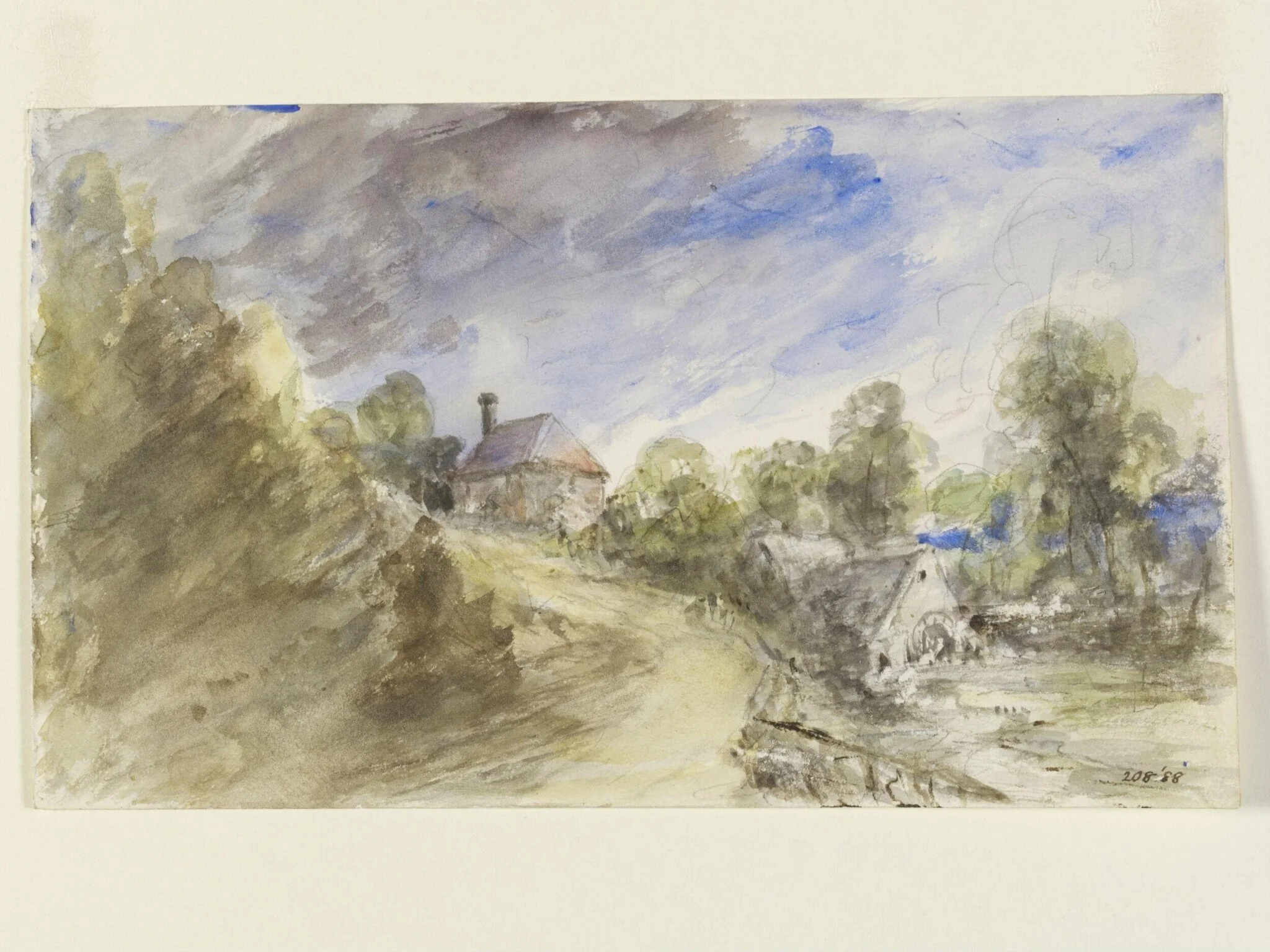 A cottage and water-mill at Bignor, detail
