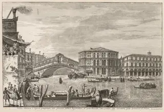 Views of Venice:  The Bridge and Market of Rialto, by Michele Marieschi, 1741