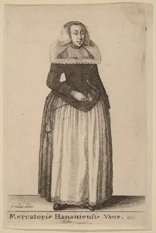Mercantoris Hanauiensis Vxor, by Wenceslaus Hollar, ink, 1647