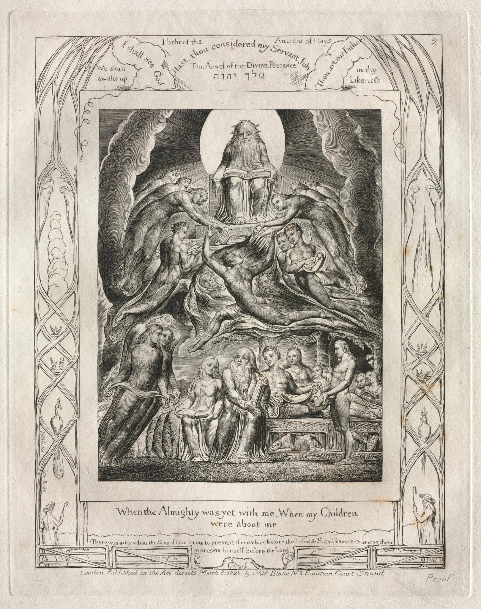 The Book of Job: Pl. 2, When the Almighty was yet with me, When my Children, detail