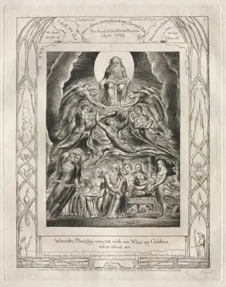 The Book of Job:  Pl. 2, When the Almighty was yet with me, When my Children, by William Blake, 1825