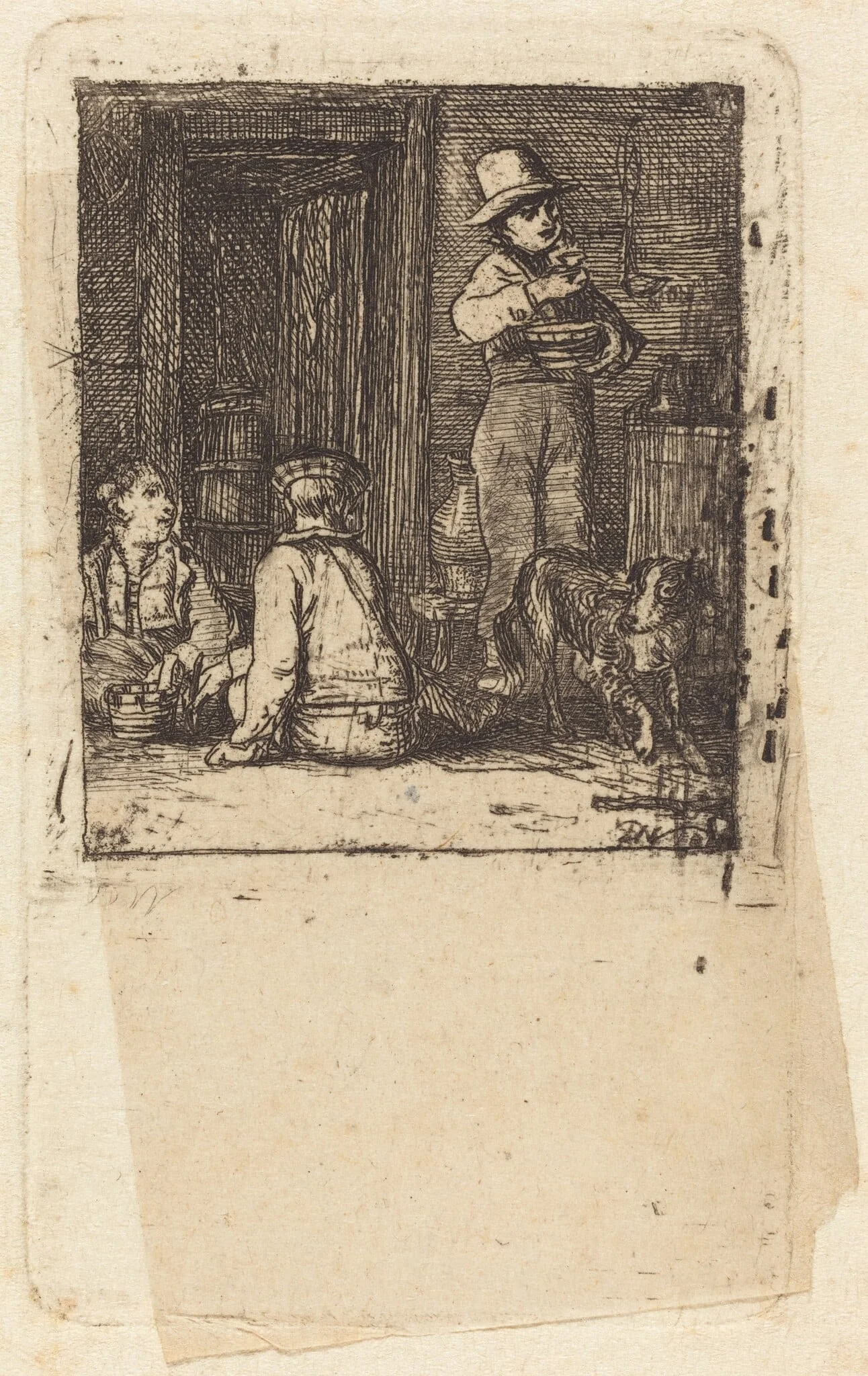 Interior with Three Boys and a Dog, detail