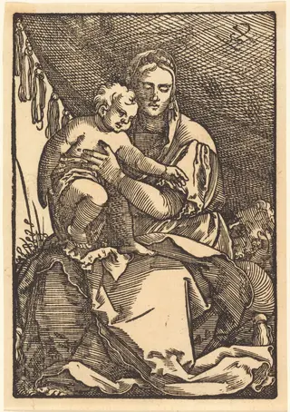 The Holy Family Under a Canopy, by Sebald Beham, ink, 1525