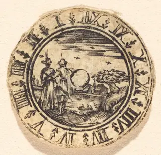 Lovers, by Antoine Jacquard, ink, 1612