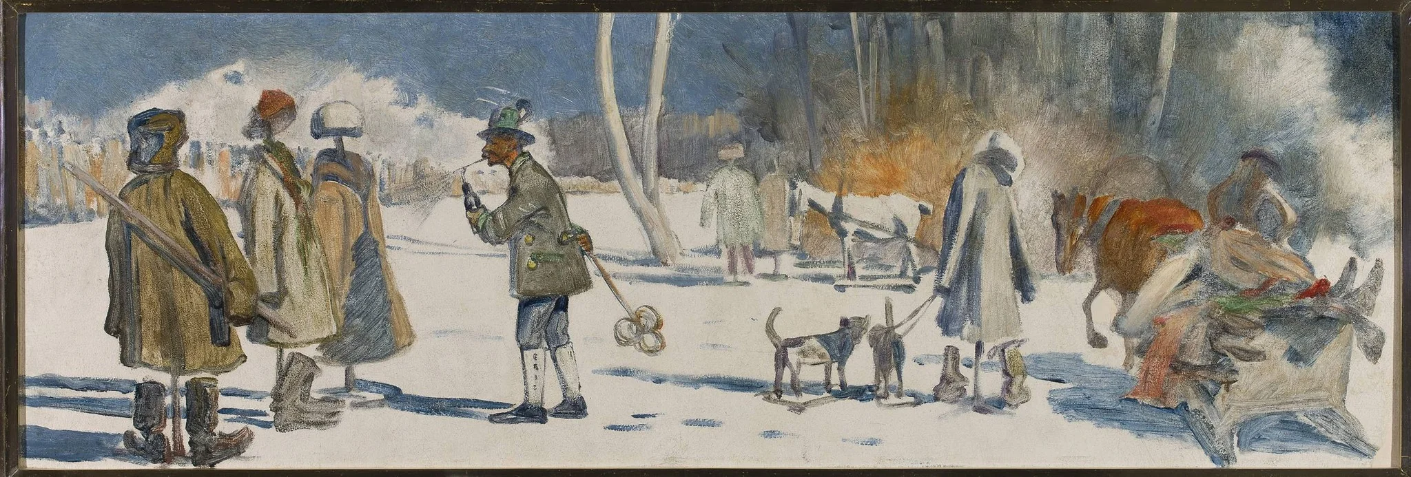 Caricature of the painting by Julian Fałat, detail