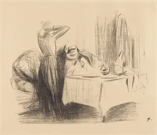 Scène de cabinet particulier (planche en largeur) (Scene in a Private Room) (horizontal plate), by Jean-Louis Forain, ink, 1905