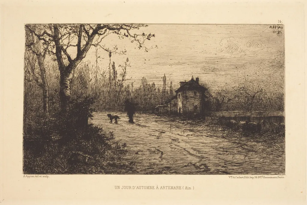 Un Jour d'automne a Artemare, by Adolphe Appian, ink, 1858