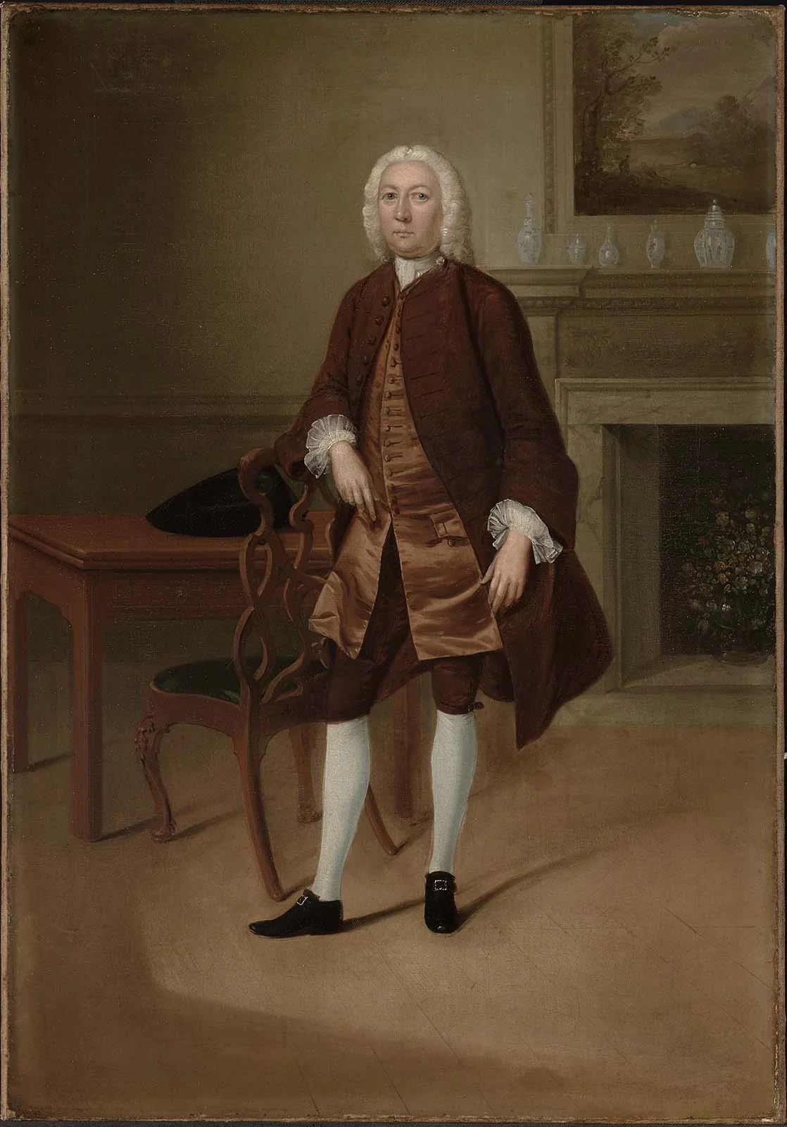 Portrait of a Man Standing Beside a Table, detail
