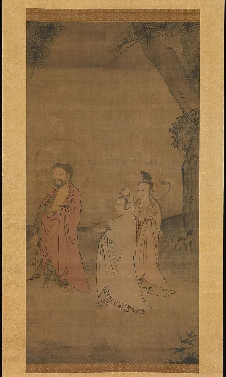 元 佚名 釋迦三尊圖 軸|Shakyamuni coming down from the mountains, detail