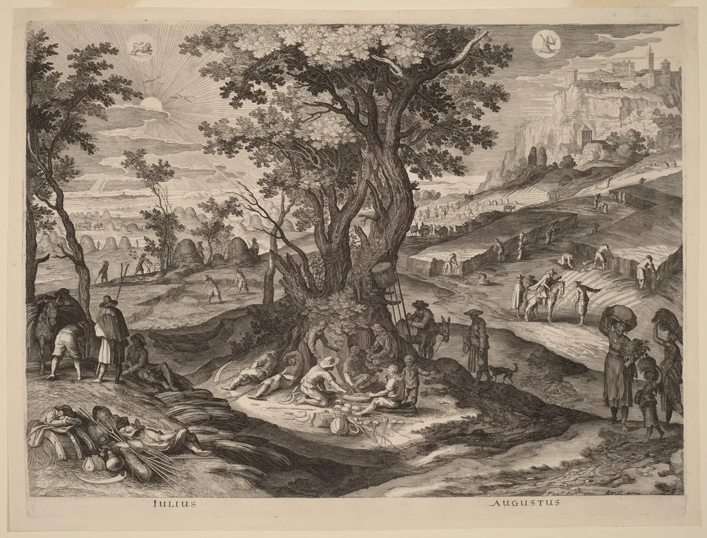 July and August, by Aegidius Sadeler II, ink, 1615