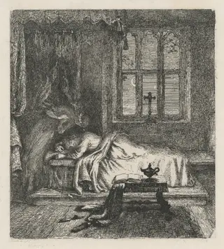 Milton's Dream of His Deceased Wife, by Charles West Cope, ink, 1850