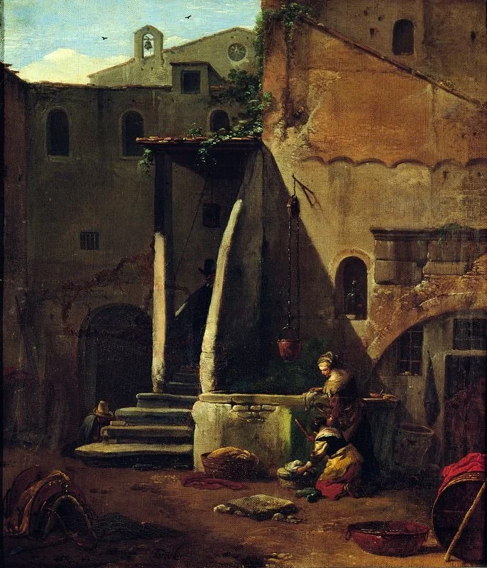Laundresses in the courtyard, detail