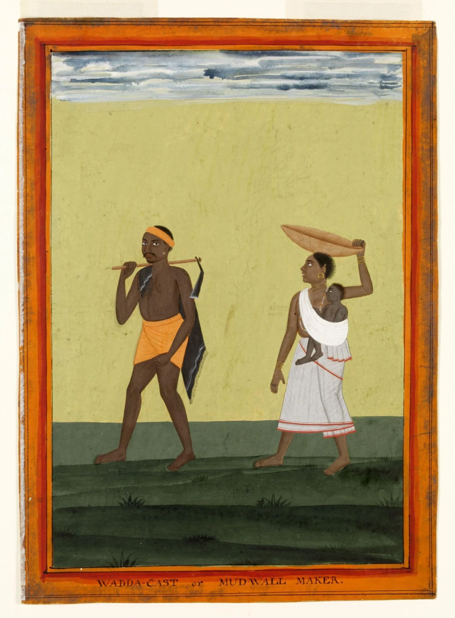 A mud-wall-maker and his wife, detail