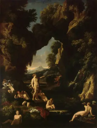 Landscape with Diana and Actaeon, by Carlo Maratta, oil, 1667