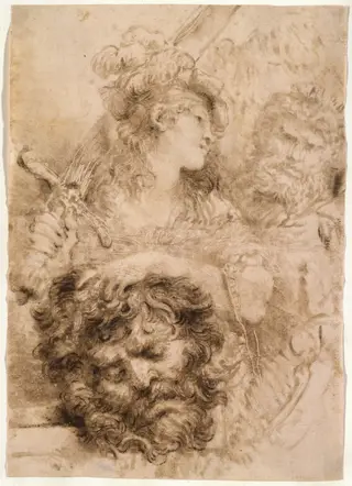 David with the Head of Goliath, by Giovanni Benedetto Castiglione, oil, 1655