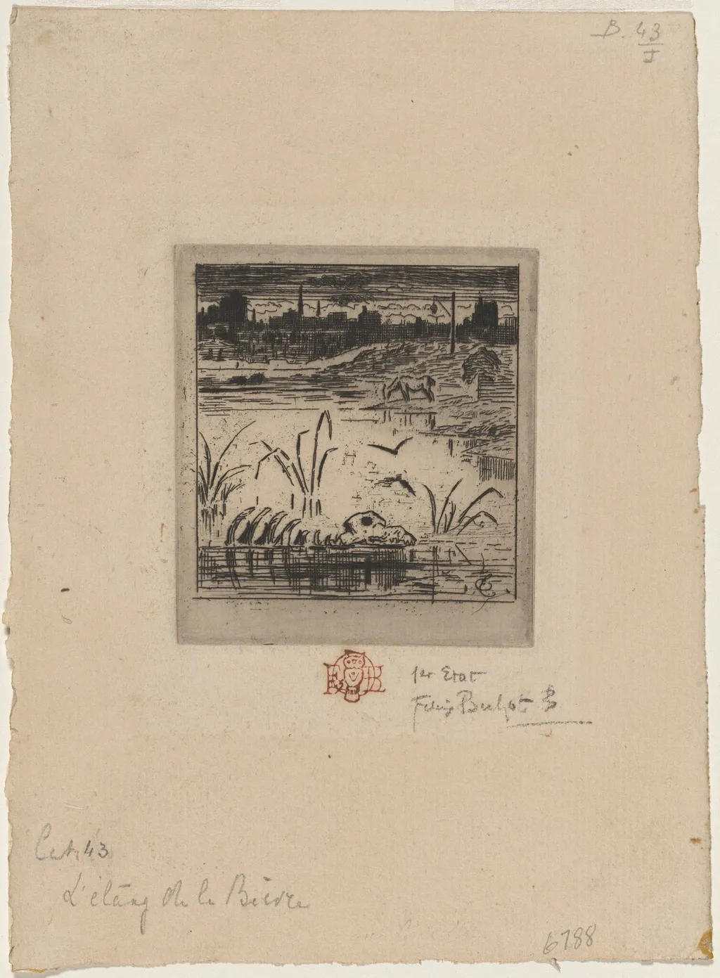 L'Etang de la Bièvre (The Beaver Pond), by Félix-Hilaire Buhot, ink, 1872
