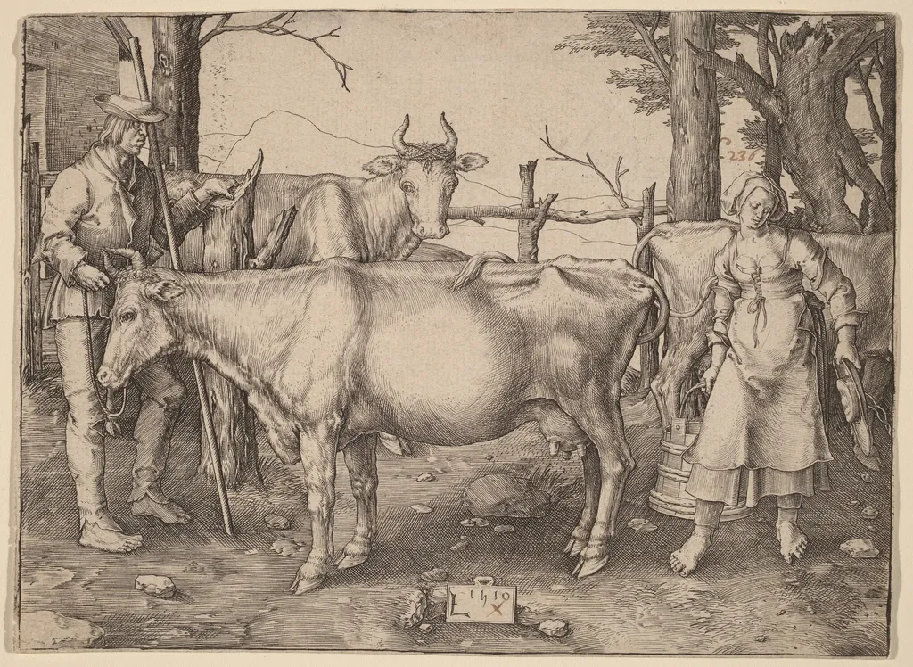 The Milkmaid, by Lucas van Leyden, ink, 1510