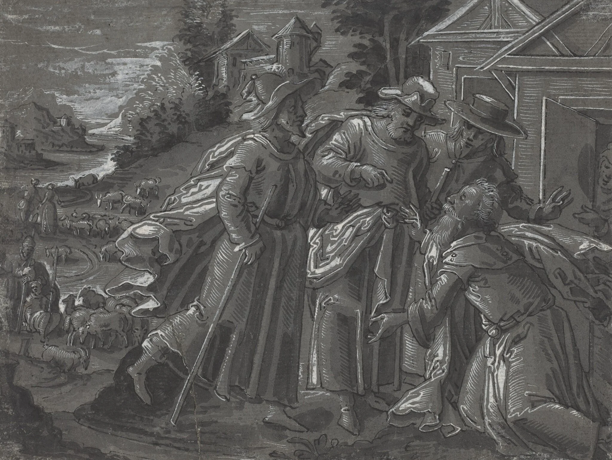 Abraham Entertaining the Angels [verso], detail