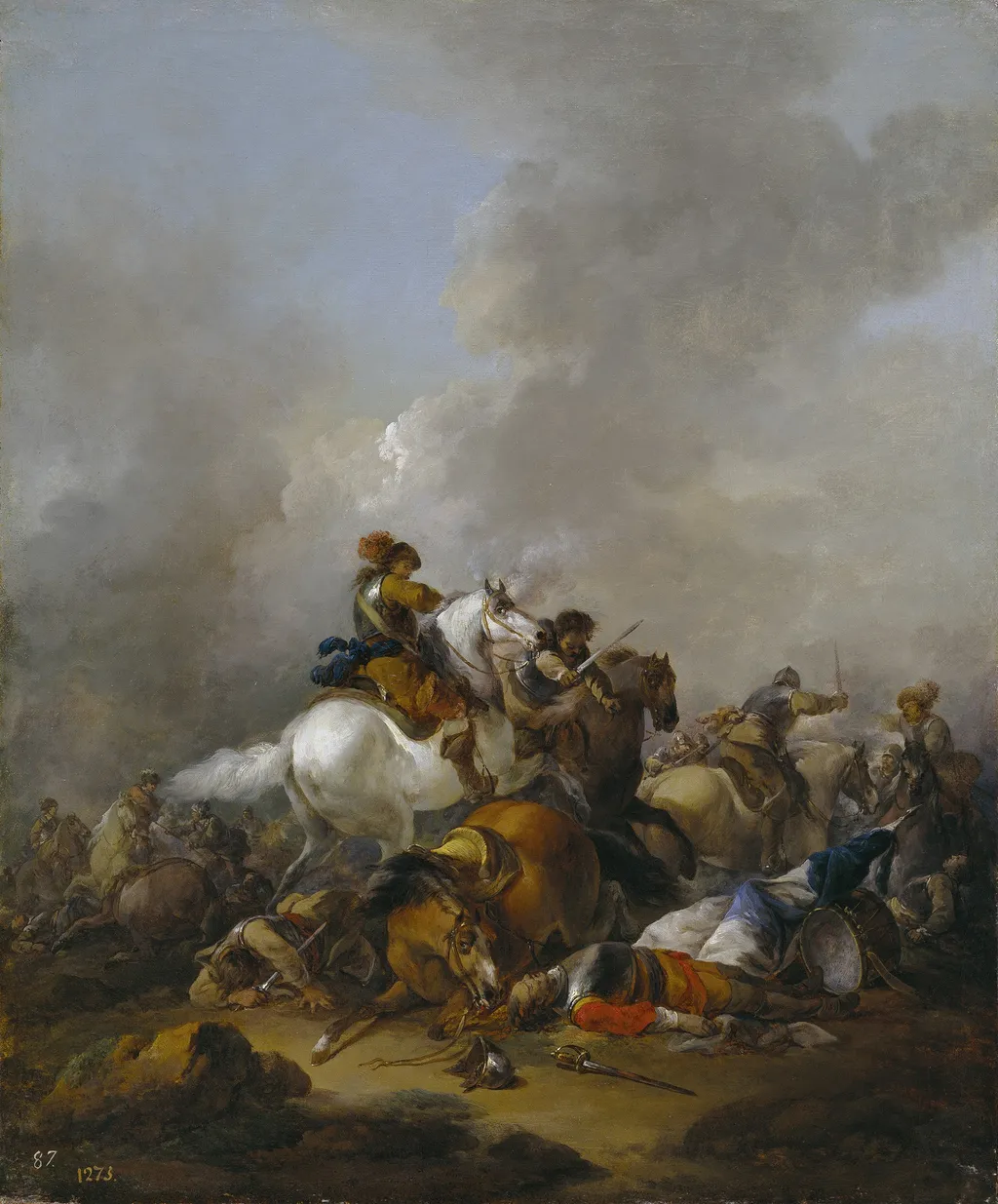 Cavalry Battle, by Herman van Lin, oil, 1601
