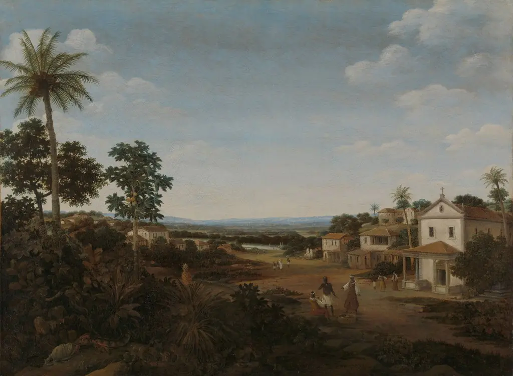 Landscape in Brazil, by Frans Post, oil, 1660