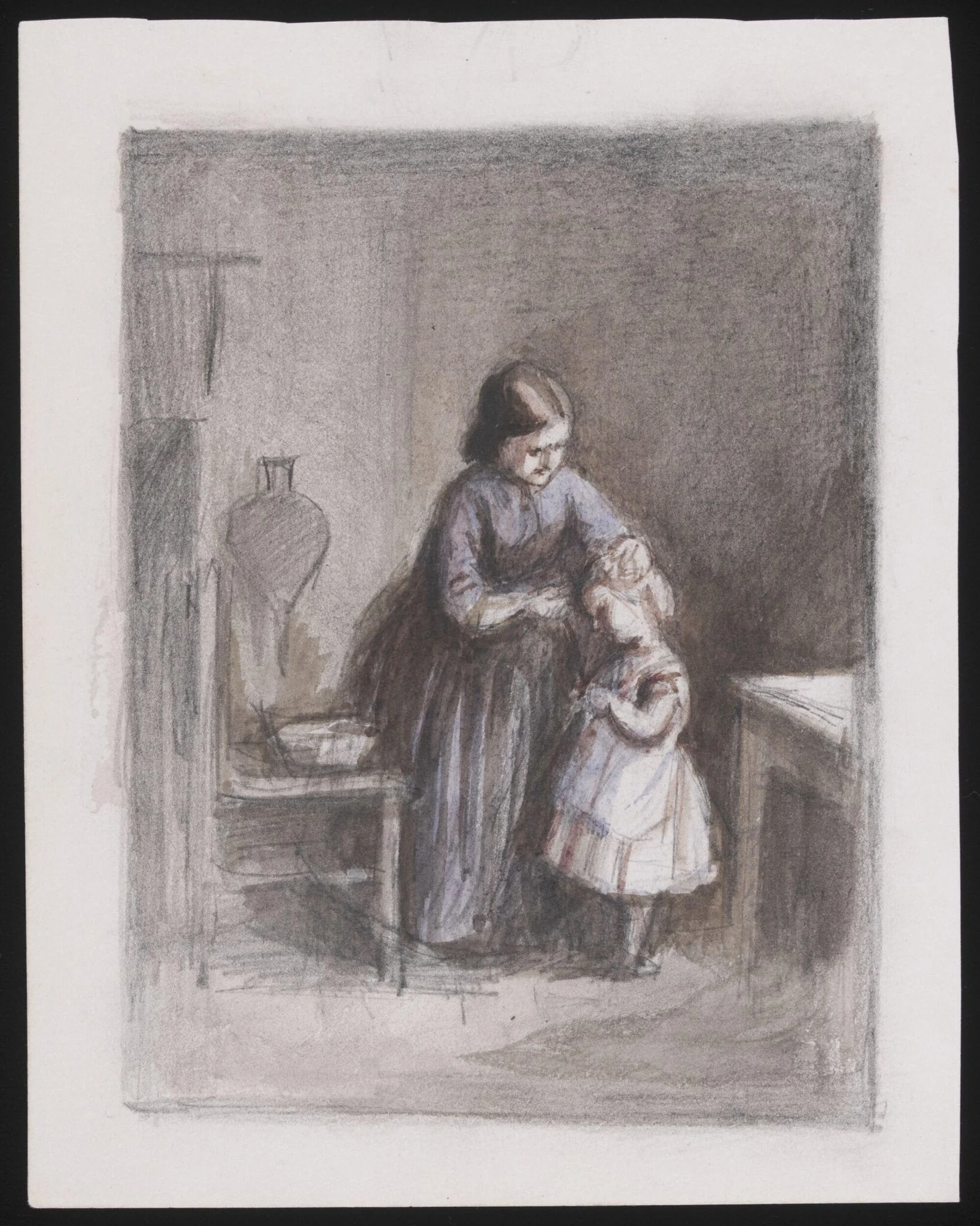 A mother washing a little girl, detail