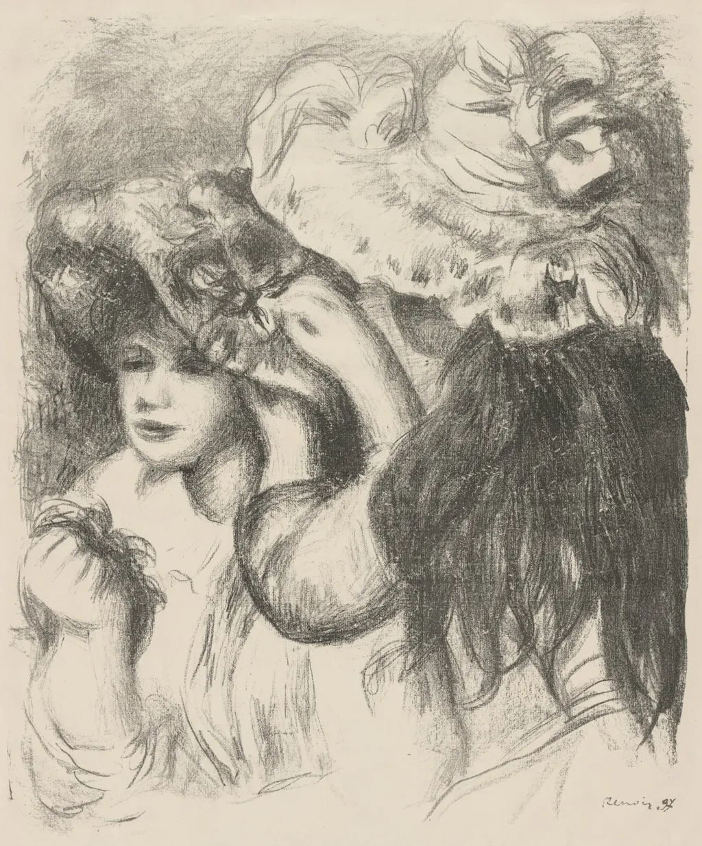 Pinning the Hat, by Auguste Renoir, 1897