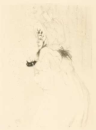May Belfort Bowing (Miss May Belfort saluant), by Henri de Toulouse-Lautrec, ink, 1895