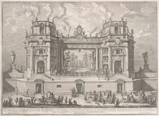 The Seconda Macchina for the Chinea of 1761: A Magnificent Theater, by Giuseppe Vasi, ink, 1761