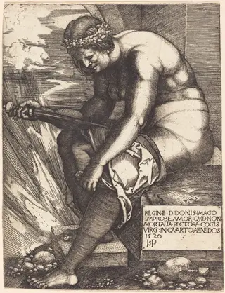 Dido, by Sebald Beham, ink, 1520