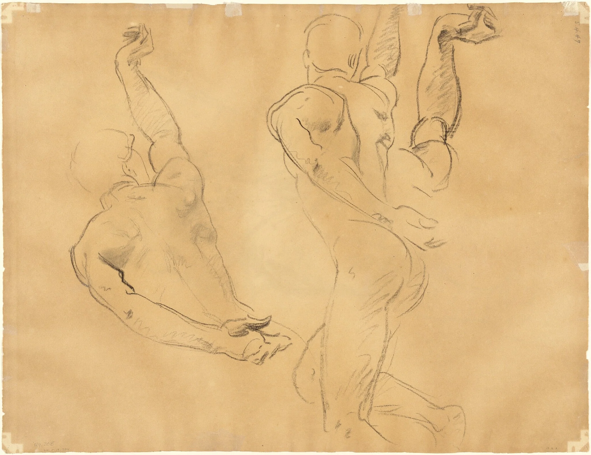 Studies of Male Nudes [verso], detail