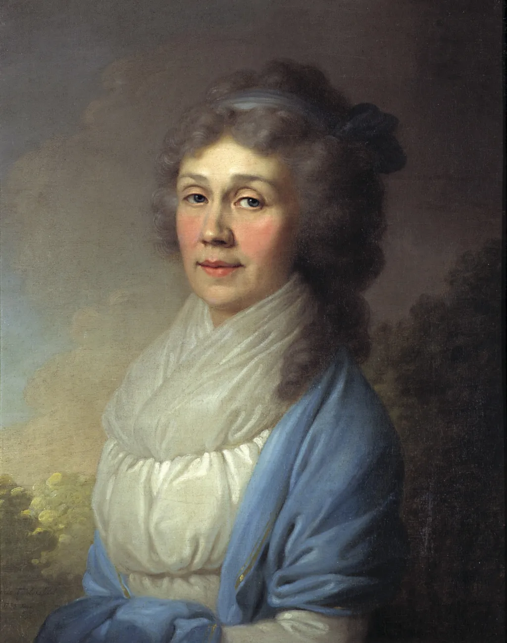 Unknown in blue shawl, by Vladimir Borovikovsky, oil, 1798