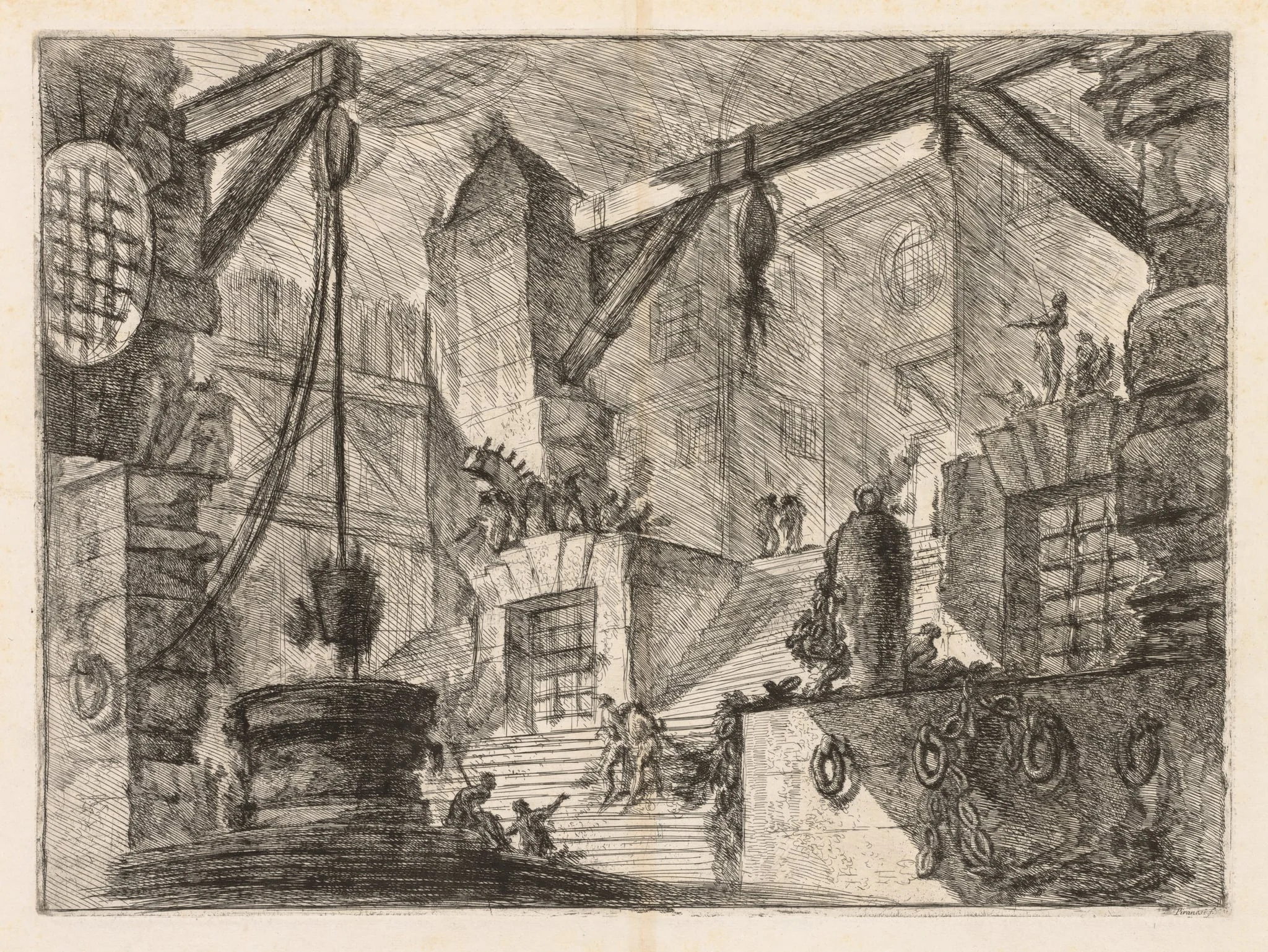 The Prisons: Colonnaded Interior with a Broad Stair, detail