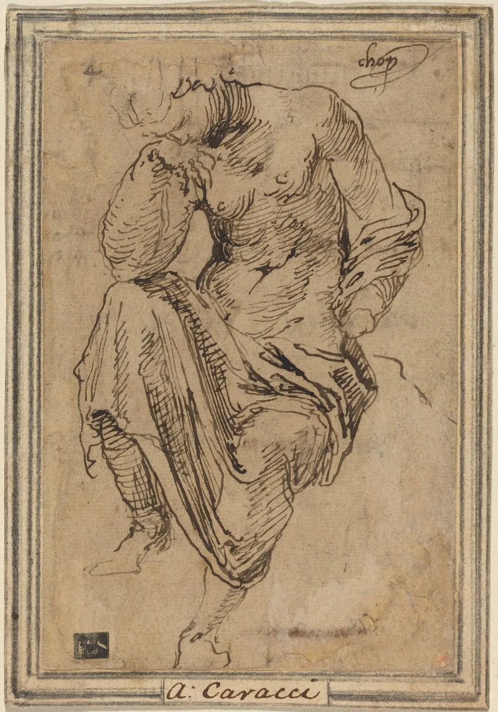 Seated Female Figure after the Antique, by Baldassare Peruzzi, ink, 1533