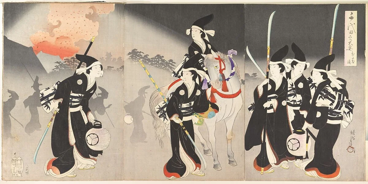 楊洲周延画 「千代田之大奥 おたち退」|“Evacuation of the Ladies,” from the series The Inner Precincts of Chiyoda Castle (Chiyoda no Ōoku, Otachinoki), detail