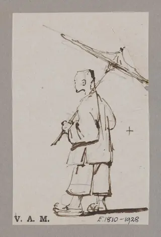 A Chinese man holding up a parasol, by George Chinnery, 19